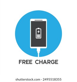 free phone charge symbol, vector art.