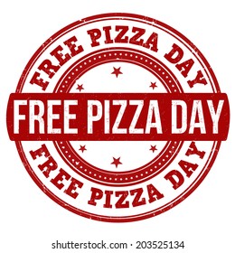 Free pizza day grunge rubber stamp on white, vector illustration