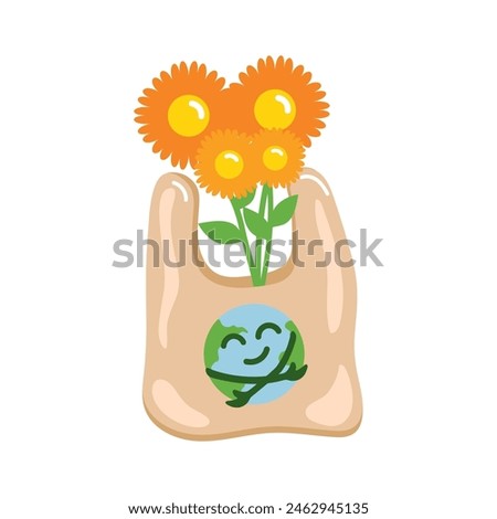 free plastic bag with flowers isolated