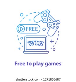 Free to play concept icon. Digital entertainment. Play games idea thin line illustration. Online casino. Vector isolated outline drawing