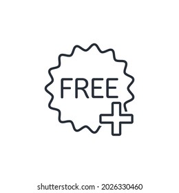 Free plus, advantage. Additional profit, benefit. Vector linear icon isolated on white background.