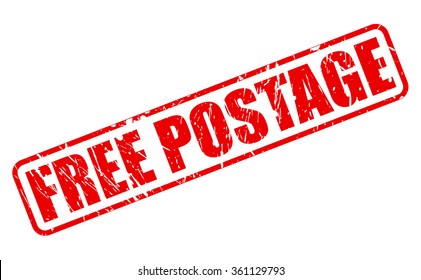 FREE POSTAGE red stamp text on white