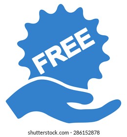 Free present icon from Business Bicolor Set. This flat vector symbol uses cobalt color, rounded angles, and isolated on a white background.