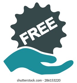 Free present icon from Business Bicolor Set. This flat vector symbol uses soft blue colors, rounded angles, and isolated on a white background.