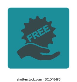Free present icon. This flat rounded square button uses soft blue colors and isolated on a white background.