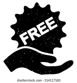 Free Present rubber seal stamp watermark. Icon vector symbol with grunge design and dirty texture. Scratched black ink emblem on a white background.