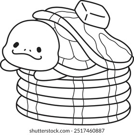 Free printable cute turtle for kindergarten.
Preschool outline printable education turtle animal.
Turtle in the stack of pancake