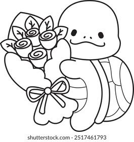 Free printable cute turtle for kindergarten.
Preschool outline printable education turtle animal.
Turtle bring a bouquet of rose