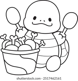 Free printable cute turtle for kindergarten.
Preschool outline printable education turtle animal.
Turtle want to eating a lot of fried chicken