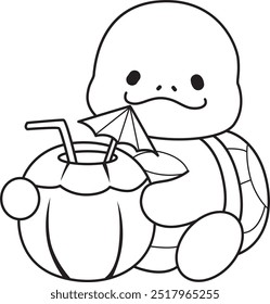 Free printable cute turtle for kindergarten.
Preschool outline printable education turtle animal.
Turtle drinking a coconut