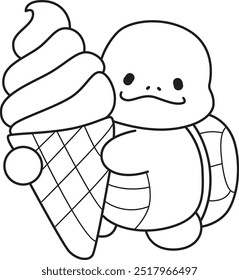 Free printable cute turtle for kindergarten.
Preschool outline printable education turtle animal.
Turtle bring a big ice cream