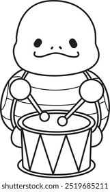 Free printable cute turtle for kindergarten.
Preschool outline printable education turtle animal.
Turtle playing drum in the festival