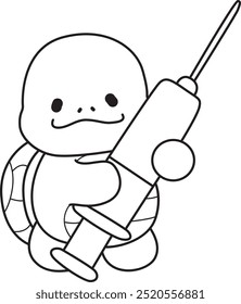 Free printable cute turtle for kindergarten.
Preschool outline printable education turtle animal.
Turtle bring a big syringe
