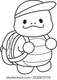 Free printable cute turtle for kindergarten.
Preschool outline printable education turtle animal.
Turtle wearing a bag and hat for school