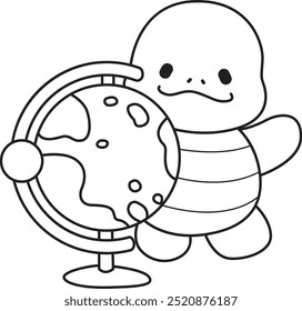 Free printable cute turtle for kindergarten.
Preschool outline printable education turtle animal.
Turtle bring a big globe