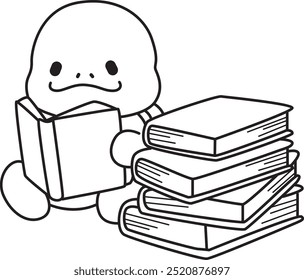Free printable cute turtle for kindergarten.
Preschool outline printable education turtle animal.
A turtle reading a book 