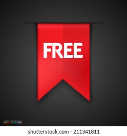 Free Product Red Label Icon Vector Design. Dark background