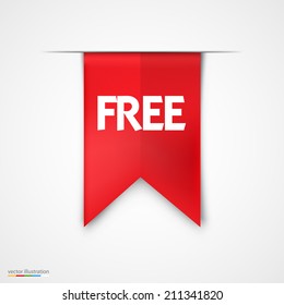 Free Product Red Label Icon Vector Design. Bright  background