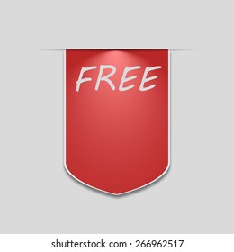 Free Product Red Label Icon Vector Design. isolated 