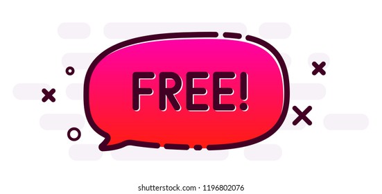 Free promo poster with pink gradient speech bubble. Advertising vector background.