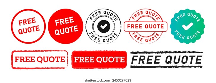 free quote circle and rectangle stamp label sticker sign for customer business marketing