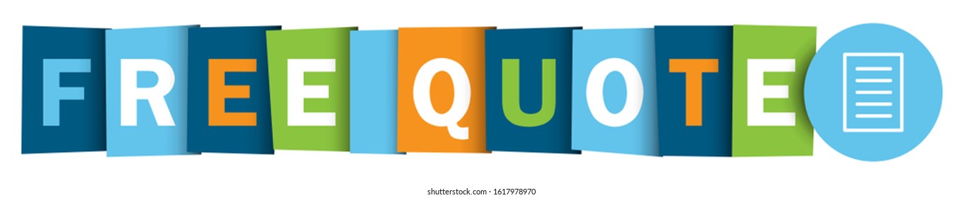FREE QUOTE colorful vector typographic web button with symbol