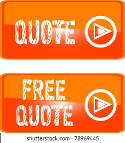 Free Quote Orange Icon Button Sign. Quotation Price Sales Special Offer. Vector