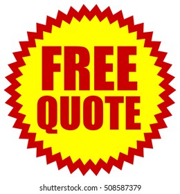 "FREE QUOTE" red yellow promotion starburst badge