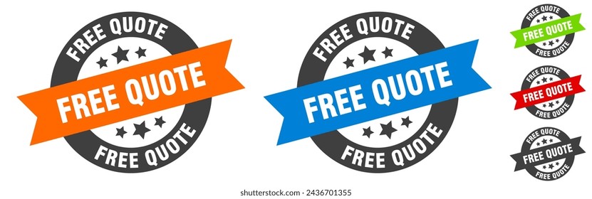 free quote stamp. free quote round ribbon sticker. label