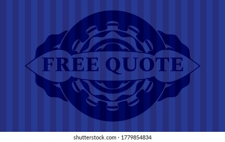 free quote text inside Blue realistic emblem. Bars classic background. Intense illustration. 