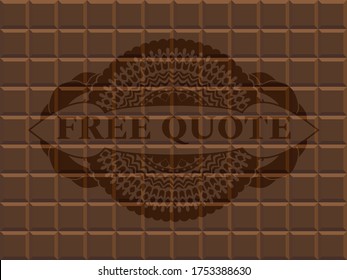 free quote text inside chocolate badge. Brown chic background. Intense illustration. 