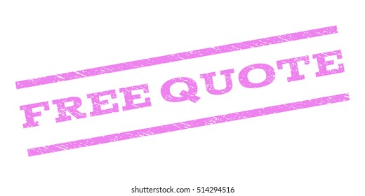 Free Quote watermark stamp. Text tag between parallel lines with grunge design style. Rubber seal stamp with dirty texture. Vector violet color ink imprint on a white background.
