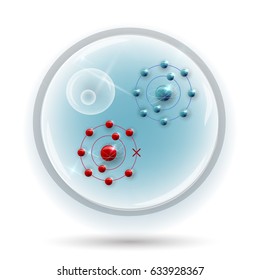 Free radical with missing electron and normal stable molecule with paired electrons inside the human cell.