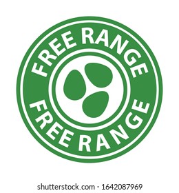 free range eggs, green rubber stamp, vector illustraion