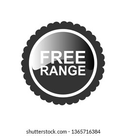 Free Range Food Label Flat Vector Icon.