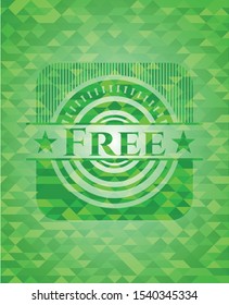 Free realistic green emblem. Mosaic background. Vector Illustration. Detailed.