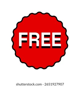 Free red badge design with text. Free label logo.