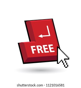 free, red enter key and cursor pointer
