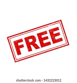 free red square grunge stamp on white
