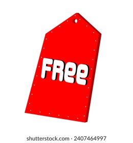 FREE red triangular top skewed price tag for business and sale