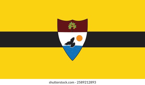 Free Republic of Liberland Flag Vector Illustration – Sovereign Nation Emblem with Official Colors and Coat of Arms. A micronation in Southeast Europe. Blockchain Governance country. Yellow flag