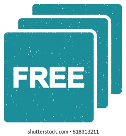 Free rubber seal stamp watermark. Icon vector symbol with grunge design and unclean texture. Scratched soft blue ink sticker on a white background.