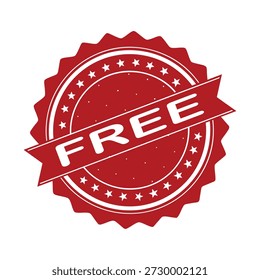 FREE Rubber Stamp. Red FREE Rubber Grunge Stamp Vector Illustration