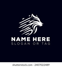 free running wolf drawing logo design illustration vector