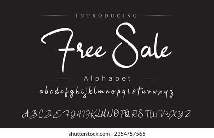 Free Sale Vintage Brush Script Modern Font. Retro Typeface. Vector Illustration.