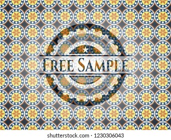 Free Sample arabic badge background. Arabesque decoration.