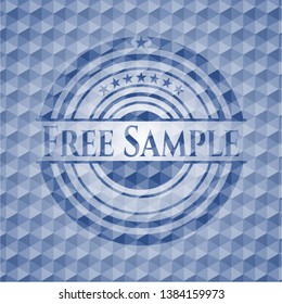 Free Sample blue polygonal badge. Vector Illustration. Detailed.