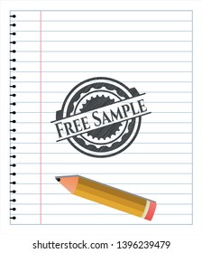 Free Sample emblem with pencil effect. Vector Illustration. Detailed.