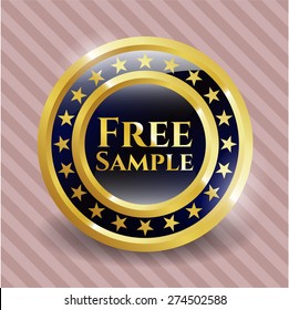 Free sample gold shiny emblem with pink background