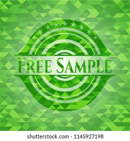 Free Sample green emblem. Mosaic background